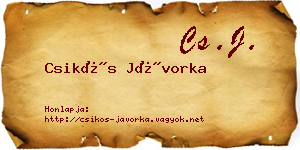 Csikós Jávorka névjegykártya